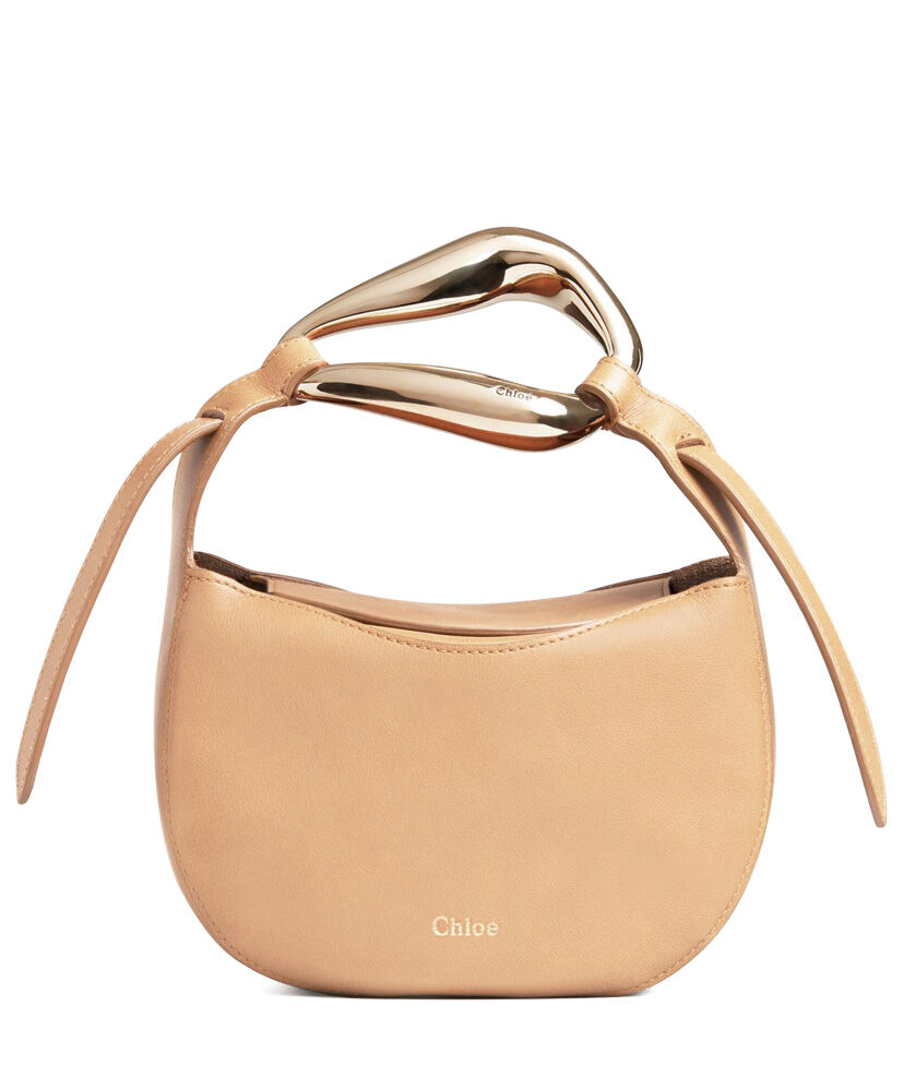 Chloe Kiss Small Purse Handbag Grain Calfskin Apricot